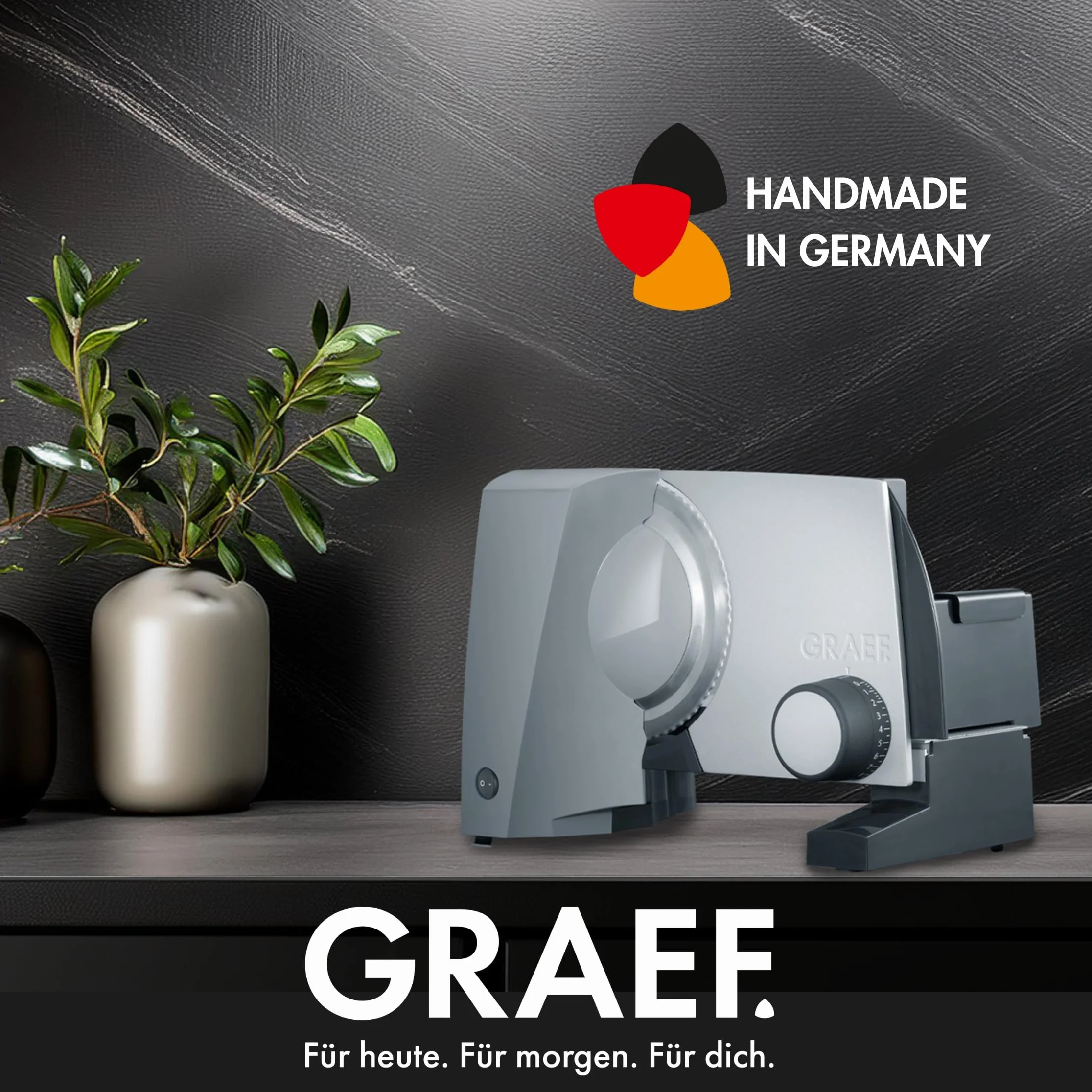 GRAEF G52 Affettatrice elettrica Made in Germany, lama Ø170 mm inox per prosciutto, taglio 0–20 mm, 170W, blocco bimbi, grigio
