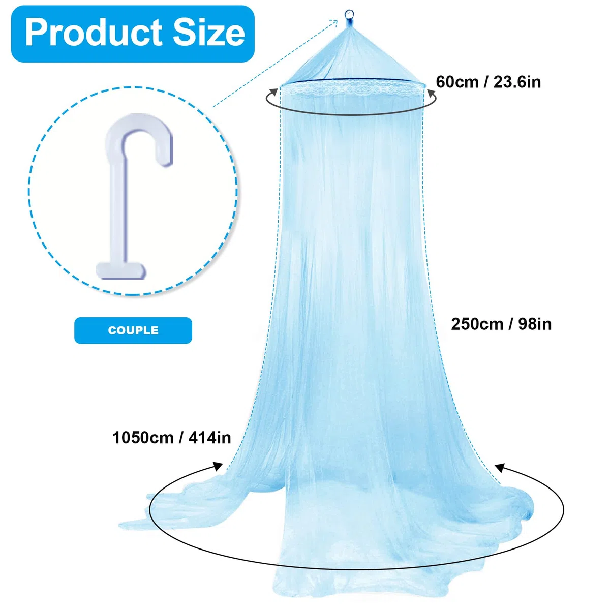 Zanzariera Letto Singolo Matrimoniale,Grande Zanzariera Letto,Alta Qualità Zanzariera Da Letto Baldacchino,0.6x2.5x10.5M Baldacchino per Repellente Antizannzare,Campeggio e Famiglia Usati