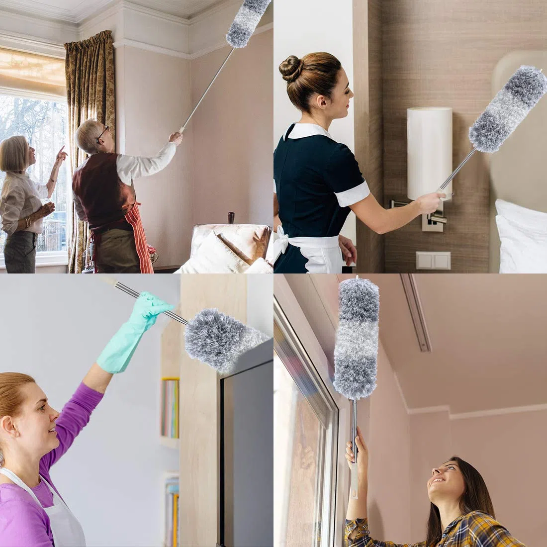 Piumino allungabile in microfibra per spolverino telescopico lungo fino a 254 cm, resistente ai graffi, pieghevole e lavabile per la pulizia di ventilatori a soffitto, persiane, ragnatela, auto