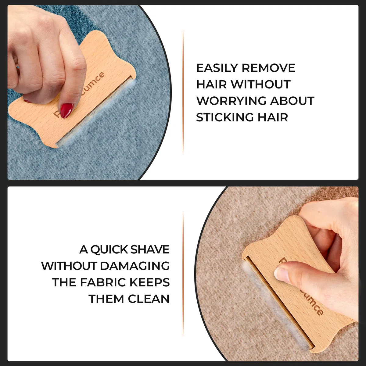 Pettine in cashmere – Pettine in legno per maglieria, cashmere e maglioni in lana fine – Rasoio in legno con testa di rame – Depiller manuale portatile per vestiti, peluria, bobbles (2