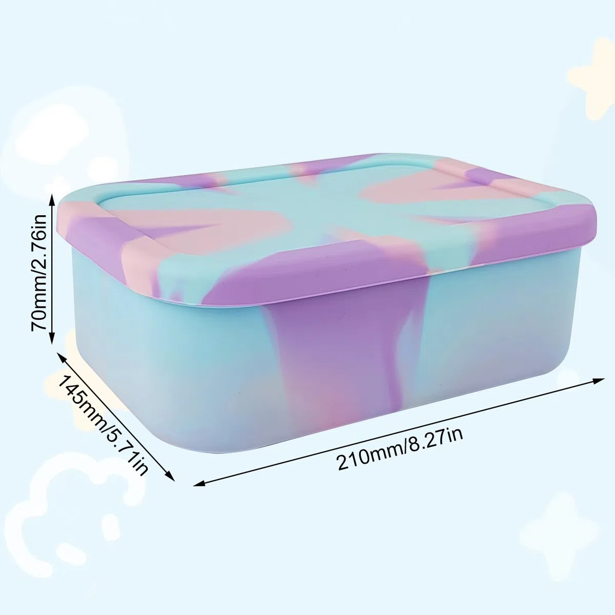 Contenitore per il pranzo in silicone da 1200 ml, per bambini, con scomparti, senza BPA, in silicone, infrangibile e a prova di perdite, per scuola, picnic, ragazze e ragazzi (viola)
