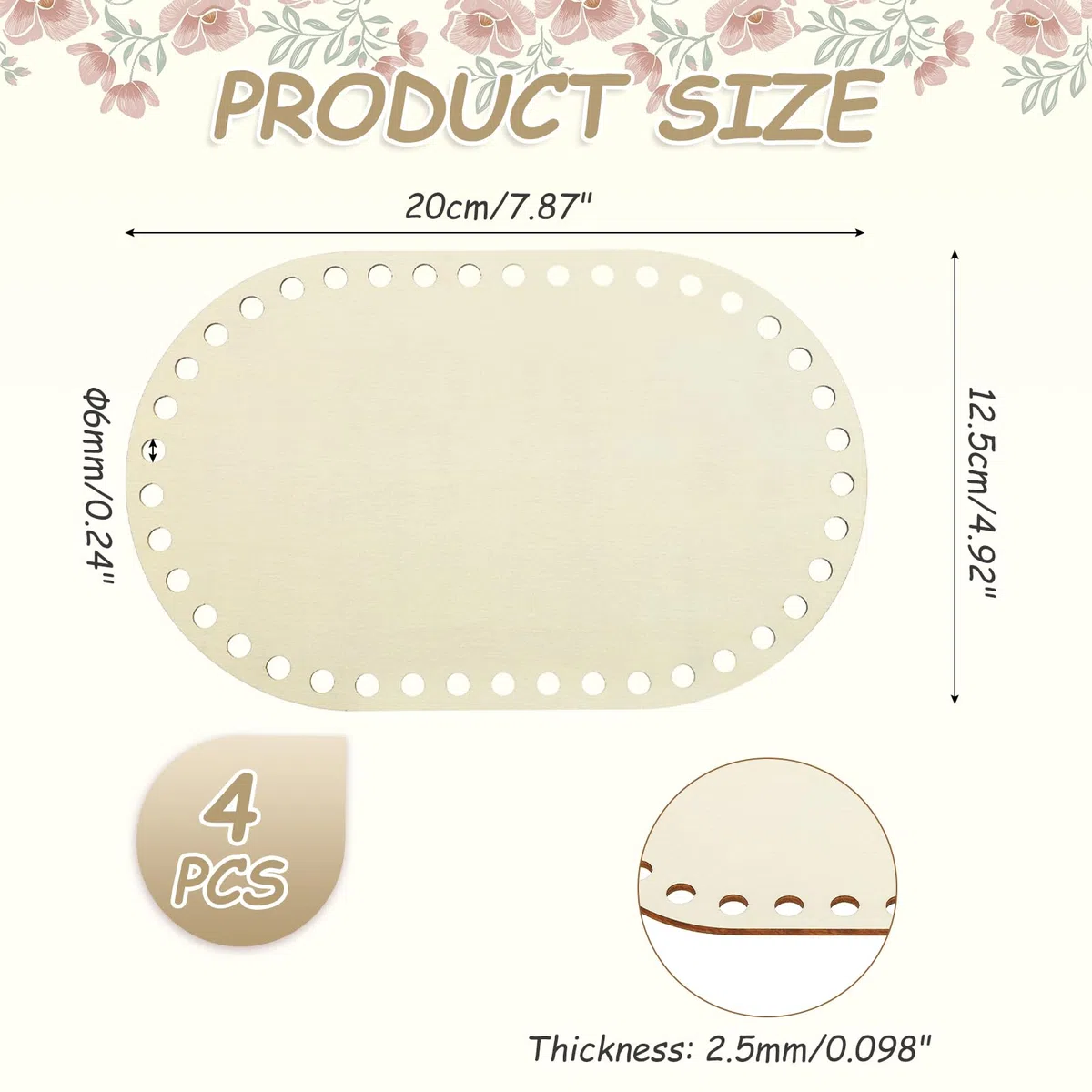 QUARKZMAN 4 Pezzi Fondo Cesto In Legno 12.5x20cm Ovale Base Naturale Solida Per Cesto All'Uncinetto Per DIY Materiale Per Intreccio Cesti Decorazione Casa