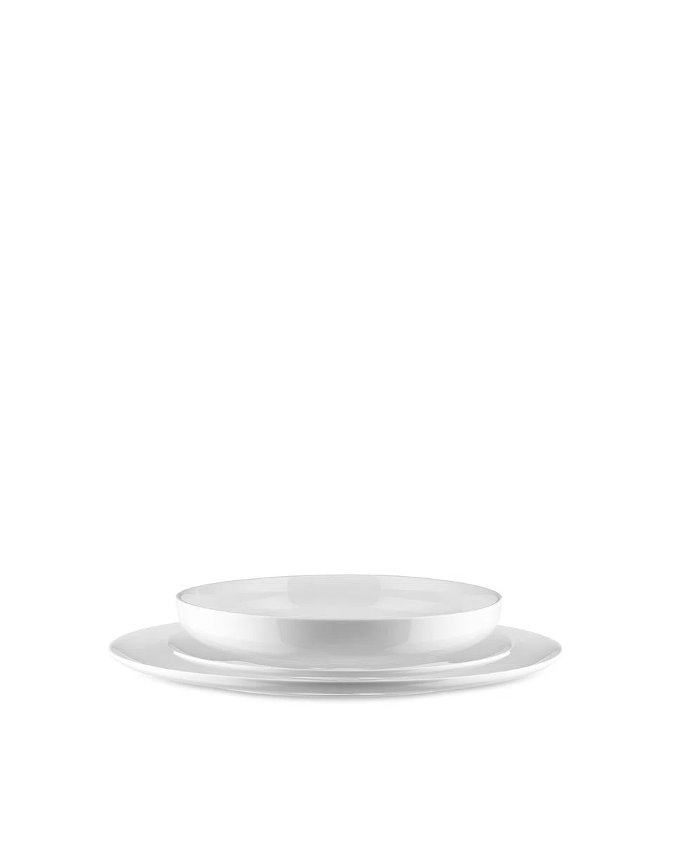 Alessi Itsumo NF07S12 - Servizio di Piatti di Design, Uso Quotidiano, Estetica Minimale, in Porcellana Bianca, 12 Pezzi