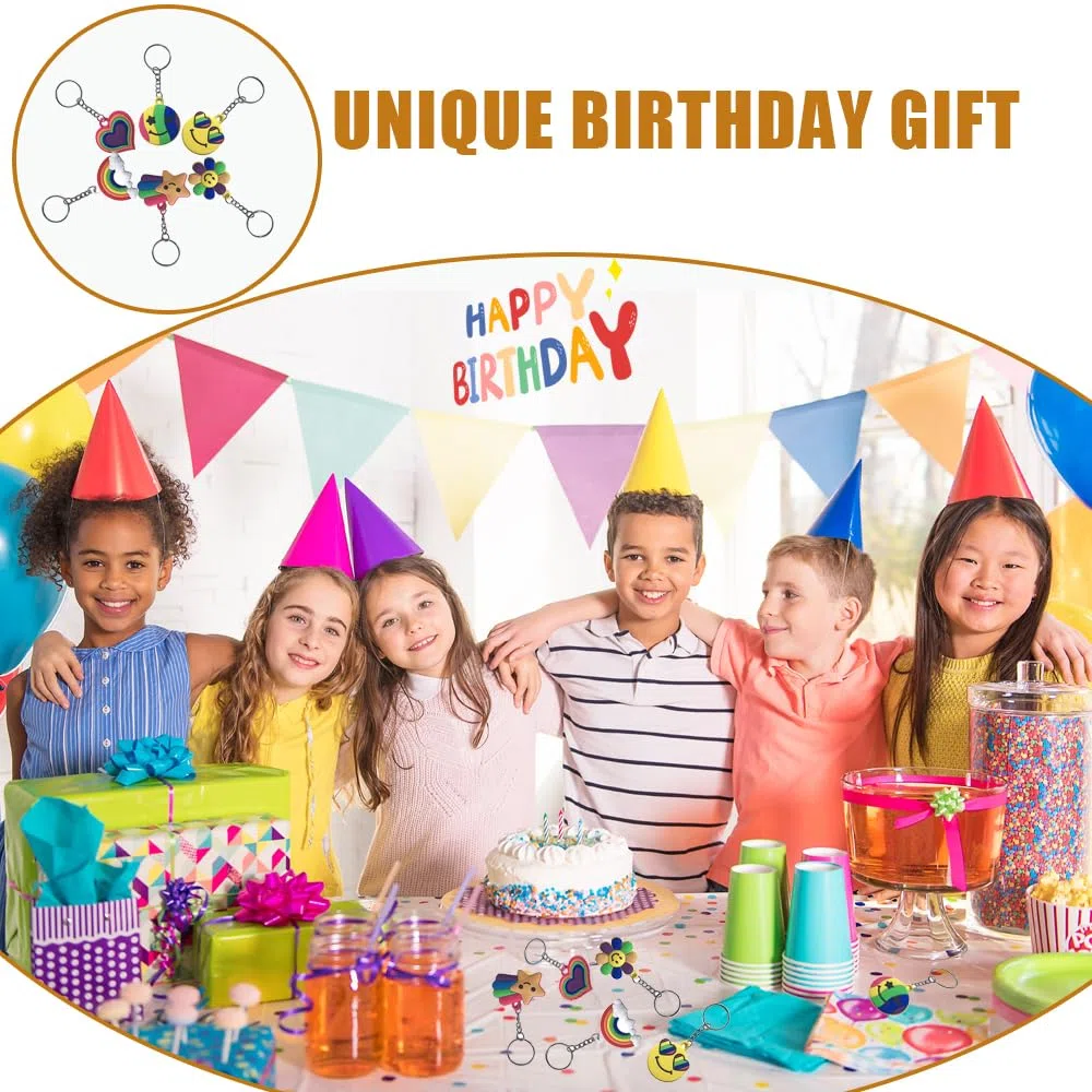 36 Pezzi Portachiavi Arcobaleno Portachiavi Bambini Gadget Silicone per Regalini Festa Compleanno Bambini,Porta chiavi Decorativo de Zaino,Regalini per Alunni
