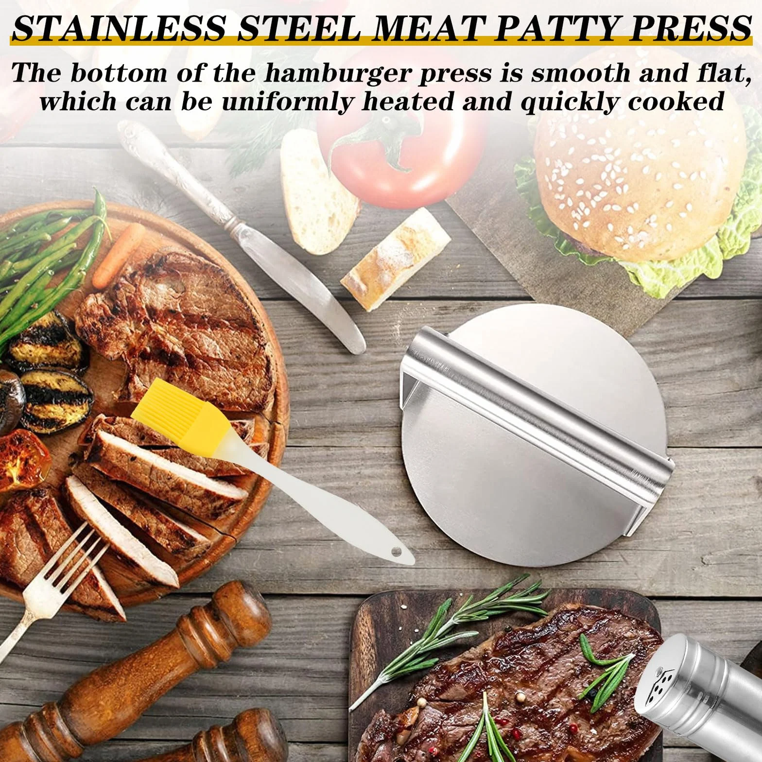 Batticarne Burger Pattie Presse – Pressa per Hamburger e schiaccia Hamburger, Ideale per grigliate all'aperto, Hamburgers e panini