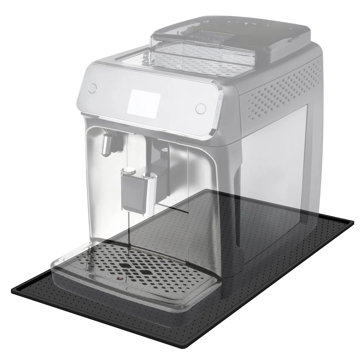 Tappetino per Macchina da Caffè Base de Silicone per Macchine da Caffè 48 * 30cm Tappetino a Prova di Perdite per Cucina Nero (KFJD01_BK)