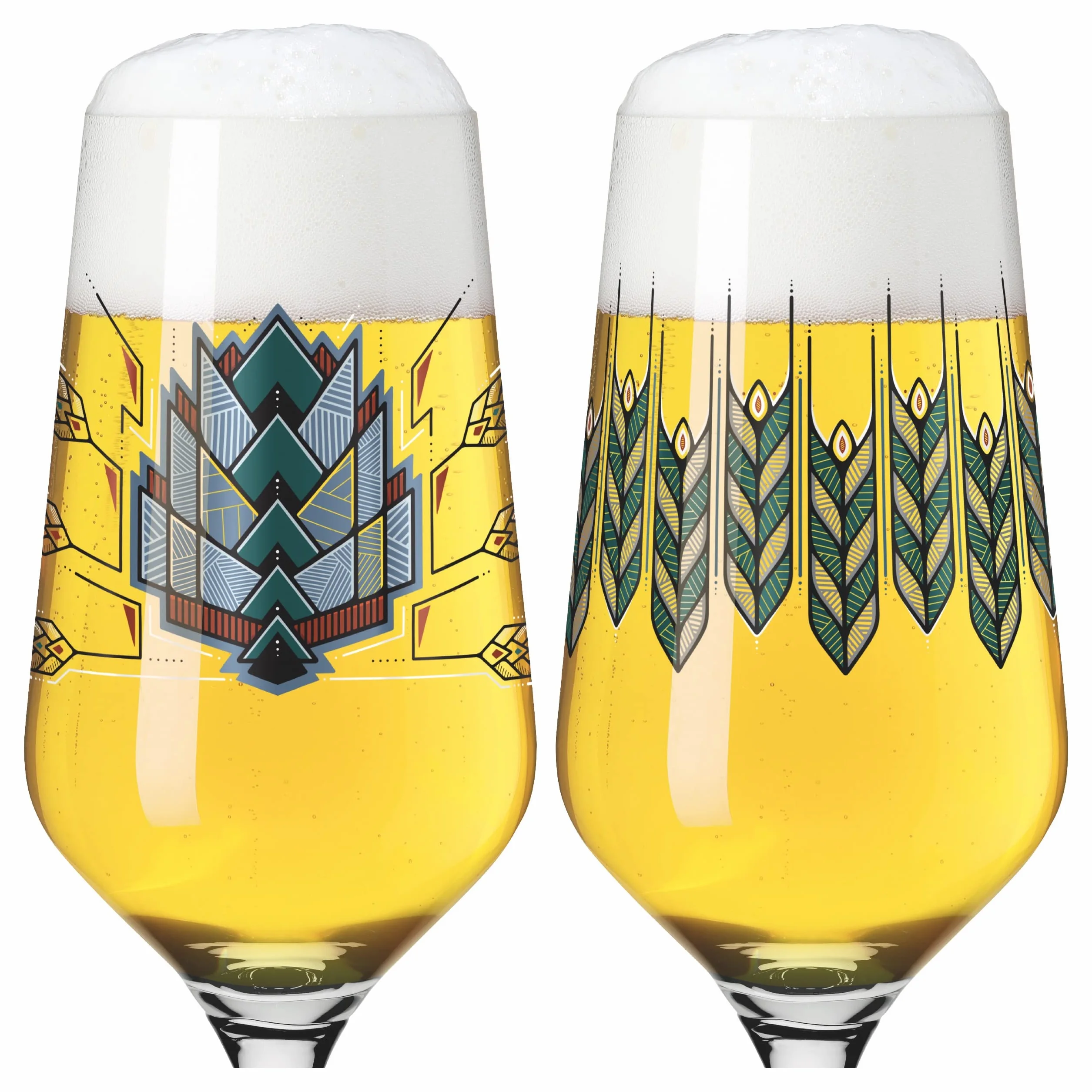 RITZENHOFF 6201001 - Set di 2 bicchieri da birra, 374 ml, con illustrazioni, multicolore Made in Germany