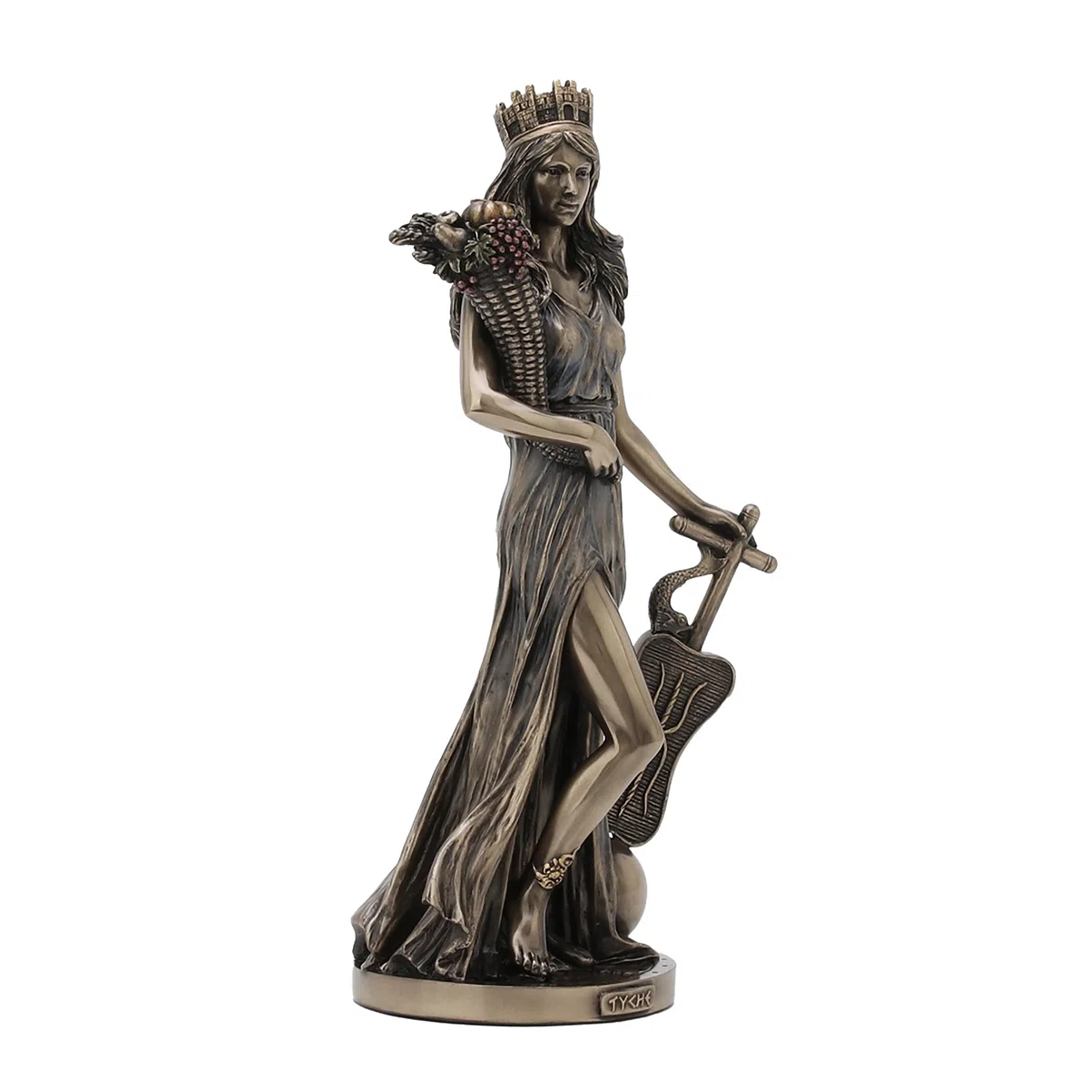 Veronese Design Statua della dea greca della fortuna e della prosperità, finitura in bronzo, WU77777A4