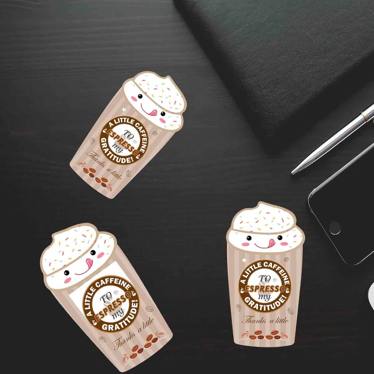Divertente porta biglietti regalo per caffè, con scritta "Thank a Latte Coffee", per festa della mamma, insegnante, laurea, impiegato, ufficio, 25 pezzi (marrone)