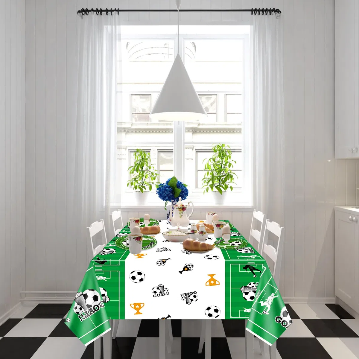 Decorazioni per feste di calcio per 20 ospiti, set da tavola include piatti di carta da calcio, tovaglia da calcio, tovaglioli, per tema sportivo festa di compleanno, baby shower decorazioni per feste