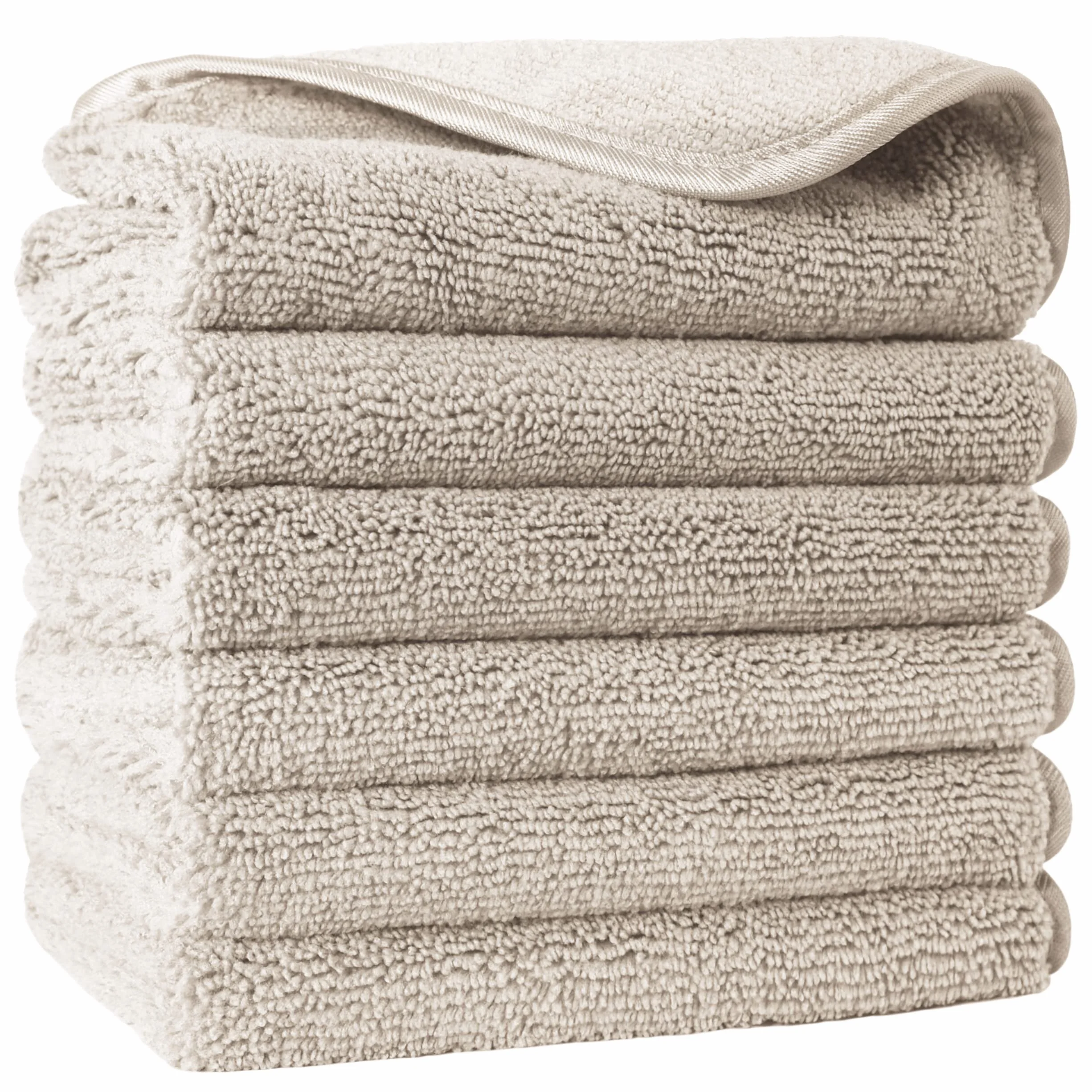 Polyte - asciugamano viso premium in microfibra anti-pelucchi - beige - 33 x 33 cm - set 6 pezzi