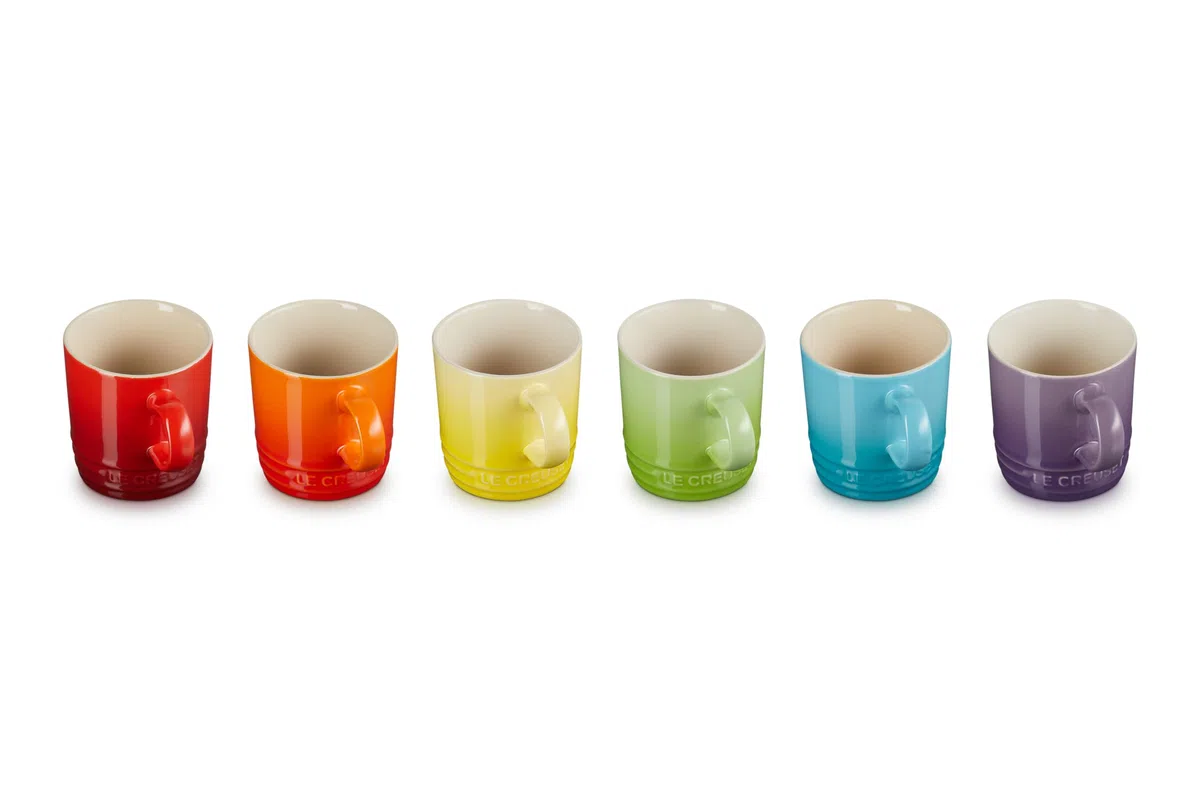 LE CREUSET Set 6 Tazze Espresso in gres vetrificato, 100 ml Ciascuna, Multicolore Arcobaleno, 79114108359030
