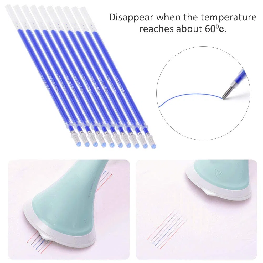 Pennarelli Termosensibili Blu per Pelle e Tessuto, 100 Ricariche per Penna a Scomparsa con Calore, Accessori da Cucito per Marcature Temporanee su Abbigliamento, Scarpe e Pelle
