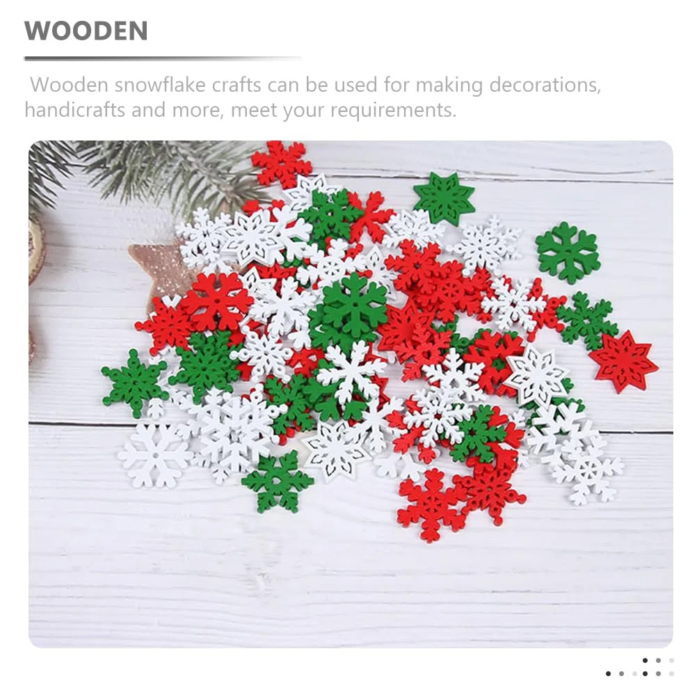 Amosfun 50 Pezzi Fiocchi Di Neve in Legno 0.94 Pollici Decorazioni Natalizie Per Artigianato Fai Da Te Scrapbooking E Abbellimenti Festivi Per Casa E Feste