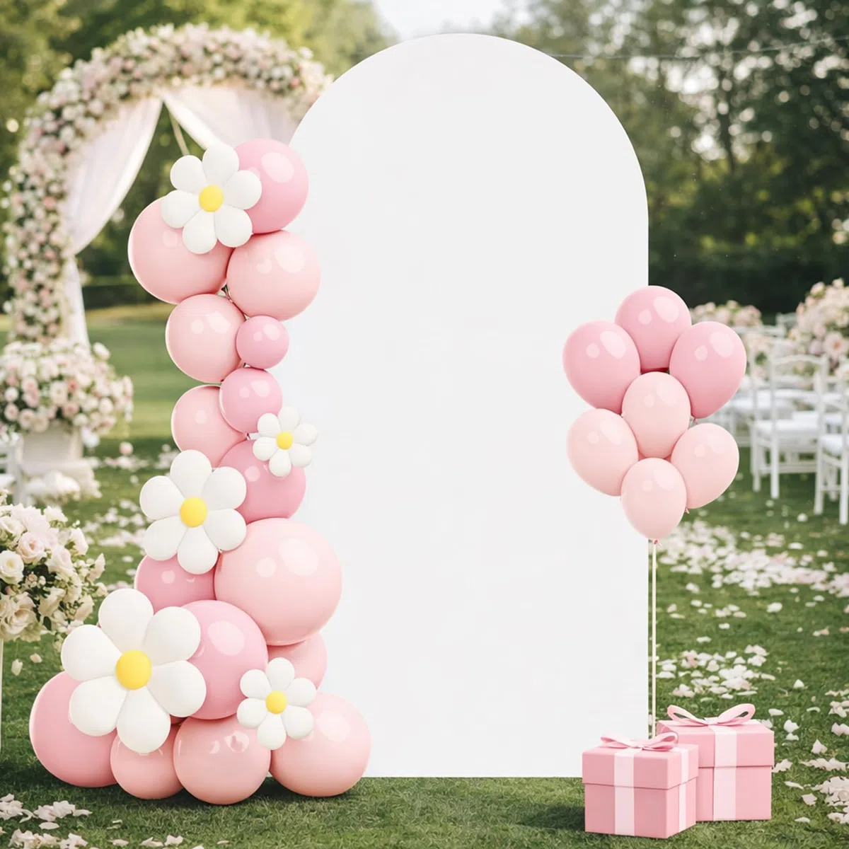 Sfondo a forma di arco bianco - 80x180 cm Sfondo a forma di arco, parte superiore rotonda, doppio lato, copertura della cornice, copertura dello sfondo per festa di compleanno, cerimonia, banchetto