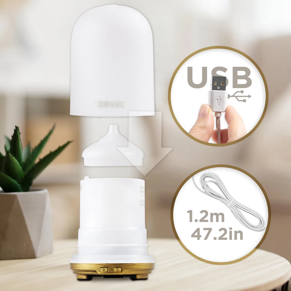 Duronic AD11 Diffusore di Oli Essenziali Diffusore aromatico 100ml Aromaterapia con Luce per Oli Essenziali Senza BPA Vaporizzatore aromaterapico