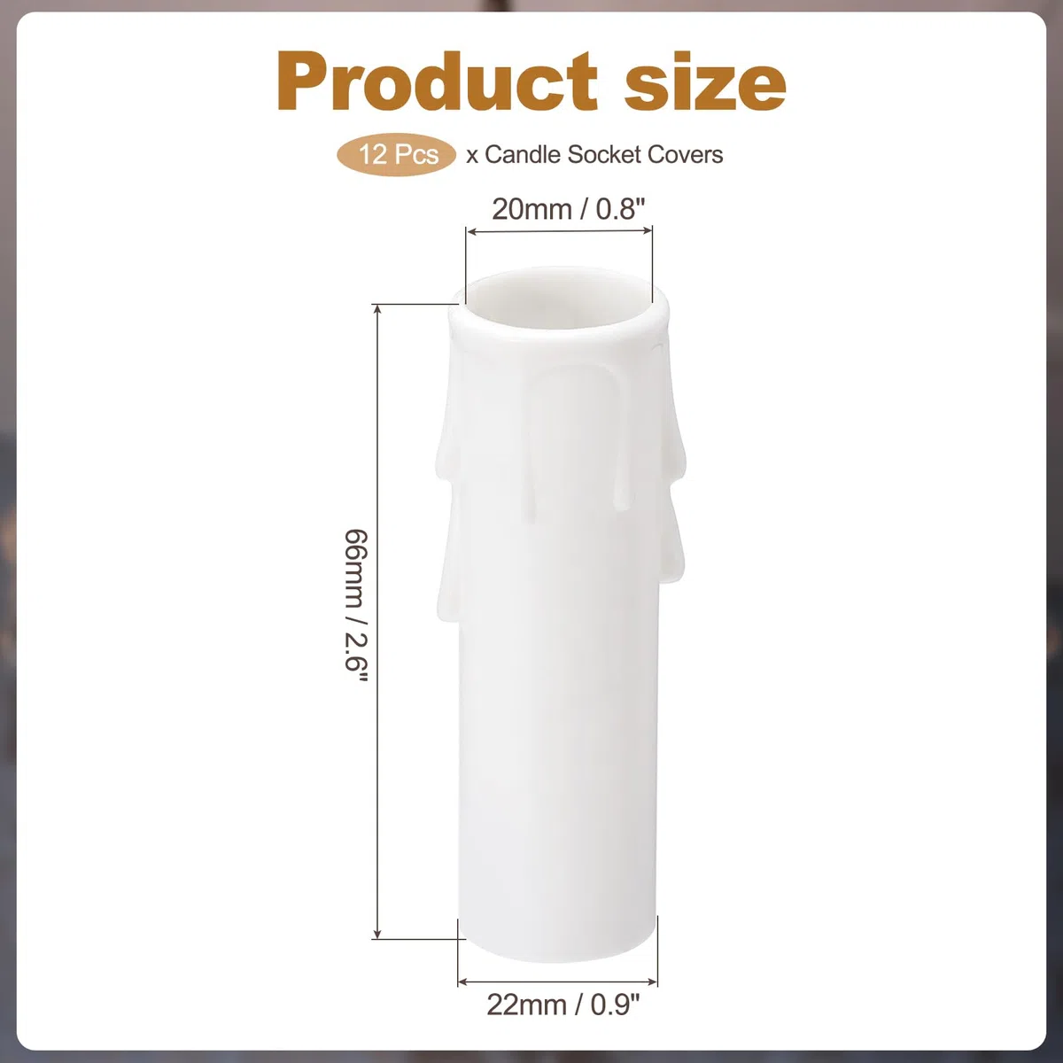 PATIKIL 12 manicotti alti per candelabri da 6,6 cm, in plastica, E12, per portalampada a goccia, per lampade a candela in cristallo, bianco