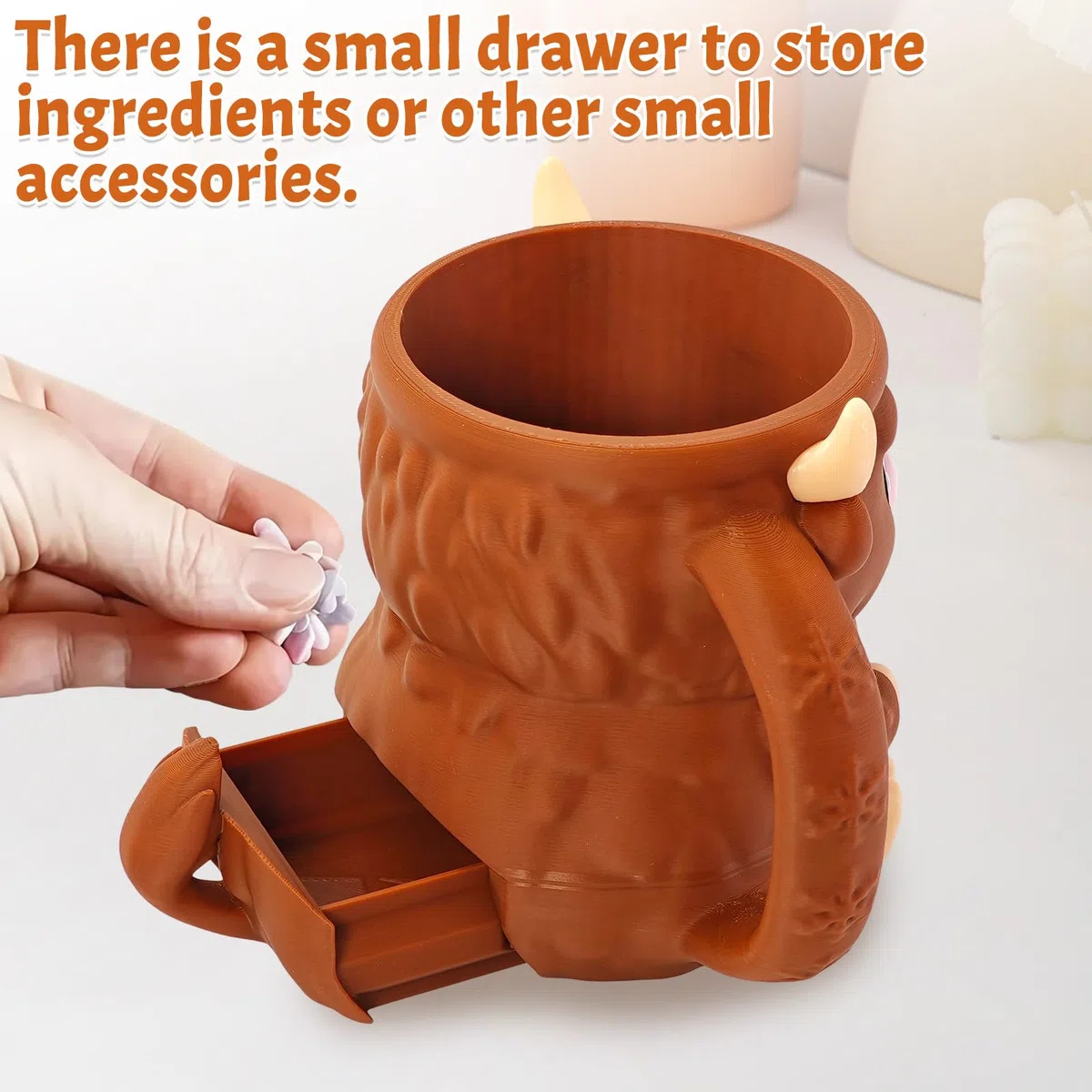 Highland Cow - Porta gelato con stampa 3D, con cassetto e 2 cucchiai, motivo: mucca delle Highland, regalo per gli amanti, 473 ml