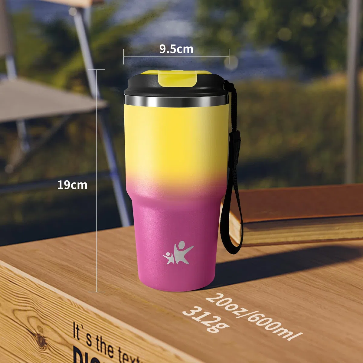 KollyKolla Termo 600ml, Termo in Acciaio Inossidabile con Doppia Pared Aislante, Riutilizzabile, Privo di BPA, Tazza Termica Portatile a Doppia Pared con Coperchio, per Ciclismo, Ufficio, Caffè