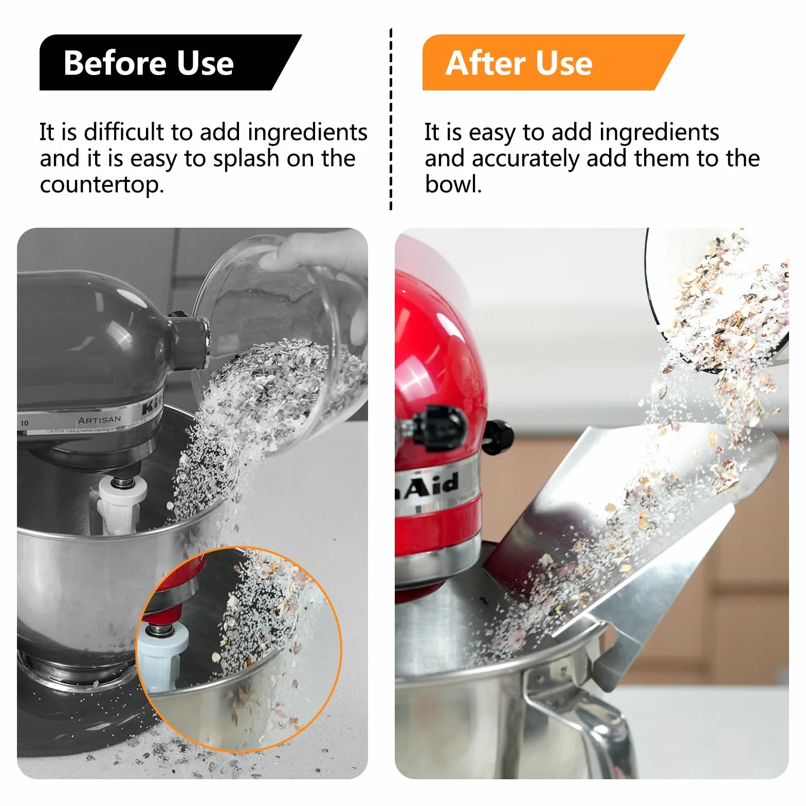 Accessori per la Ciotola Dell'Impastatrice in Acciaio Inossidabile con Scivolo di Versamento Compatibili con le Impastatrici a Colonna Kitchen Aid