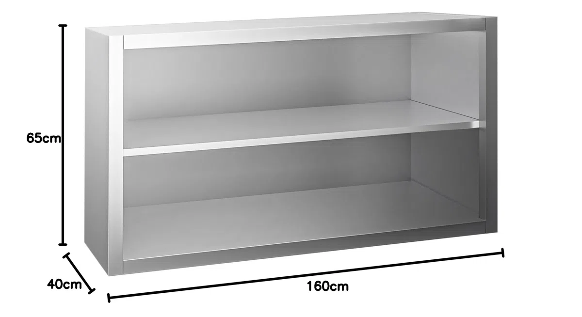 Ristoattrezzature - Pensile in acciaio inox a giorno 160x40x65h cm con 1 ripiano