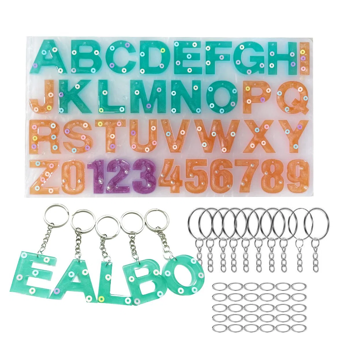 lettera stampo in silicone resina Silicone stampi A-Z, 0-9 stampi epossidici per portachiavi ciondolo gioielli stampo di fusione