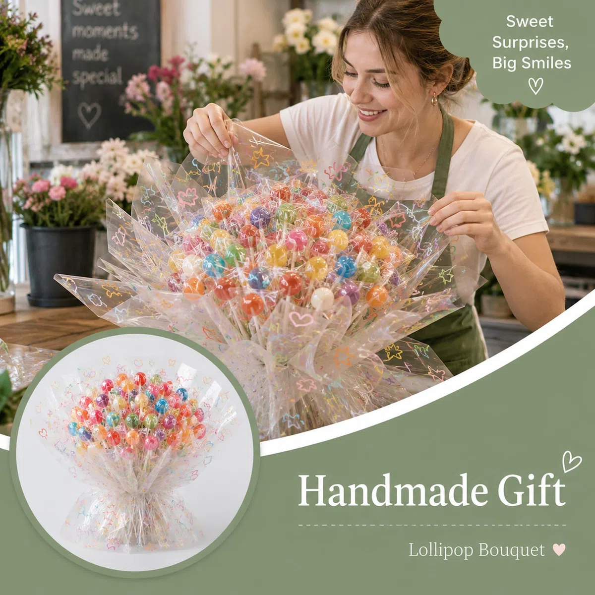 Wosyoodo Carta da regalo trasparente 3 mil 43 cm x 30 m, carta da regalo trasparente in cellophane - Carta da regalo di alta qualità per fioristi e alimenti - Per regali, dolci e artigianato