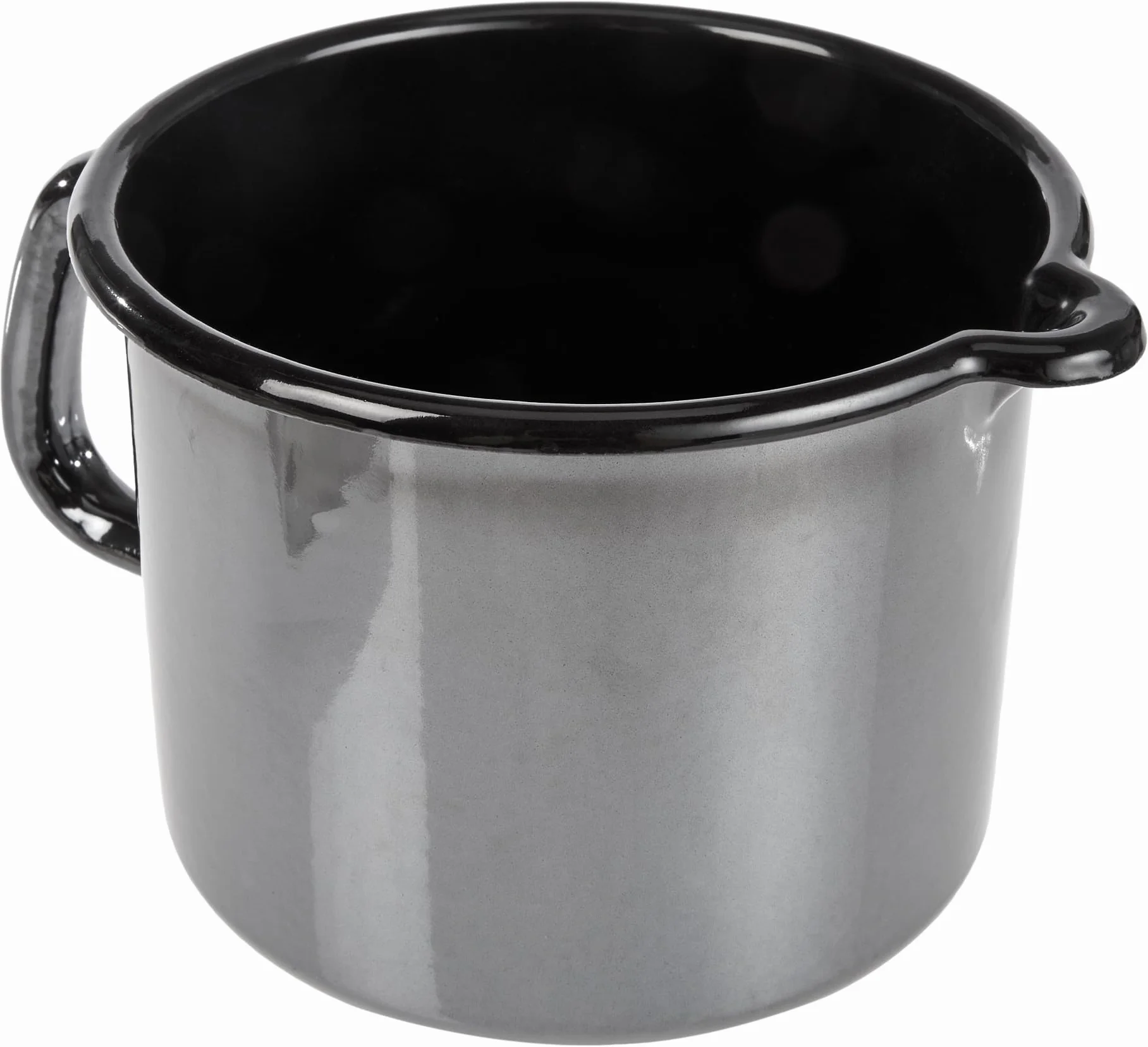 GSW 255141 Professionale Black Star Pentolino per Latte, Smalto, Nero, 14 cm