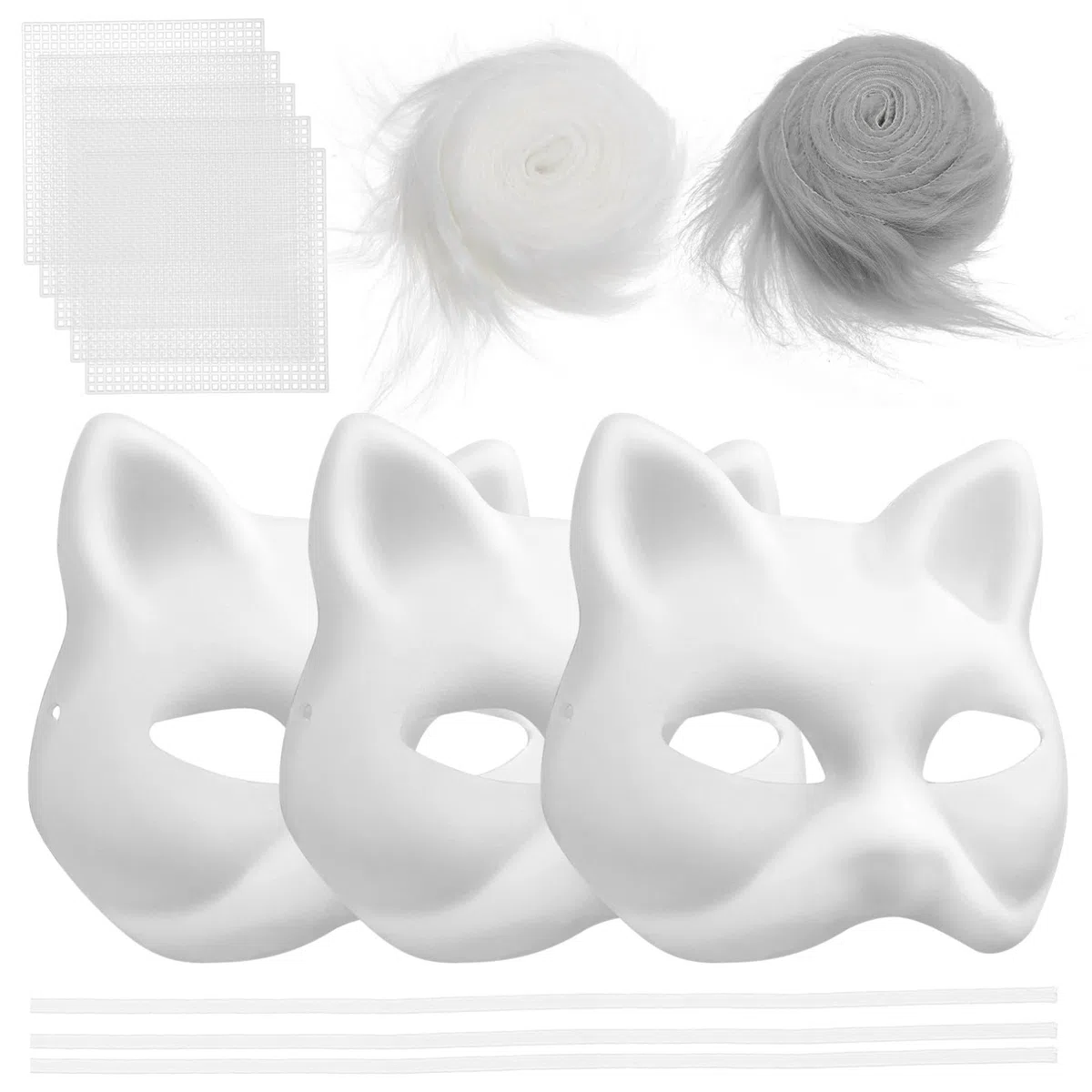 Gadpiparty Maschere Per Gatti Vuote Fai Da Te Con Capelli Sintetici Maschere Artigianali Di Carta Per Decorazioni Feste a Tema Cosplay E Progetti Creativi