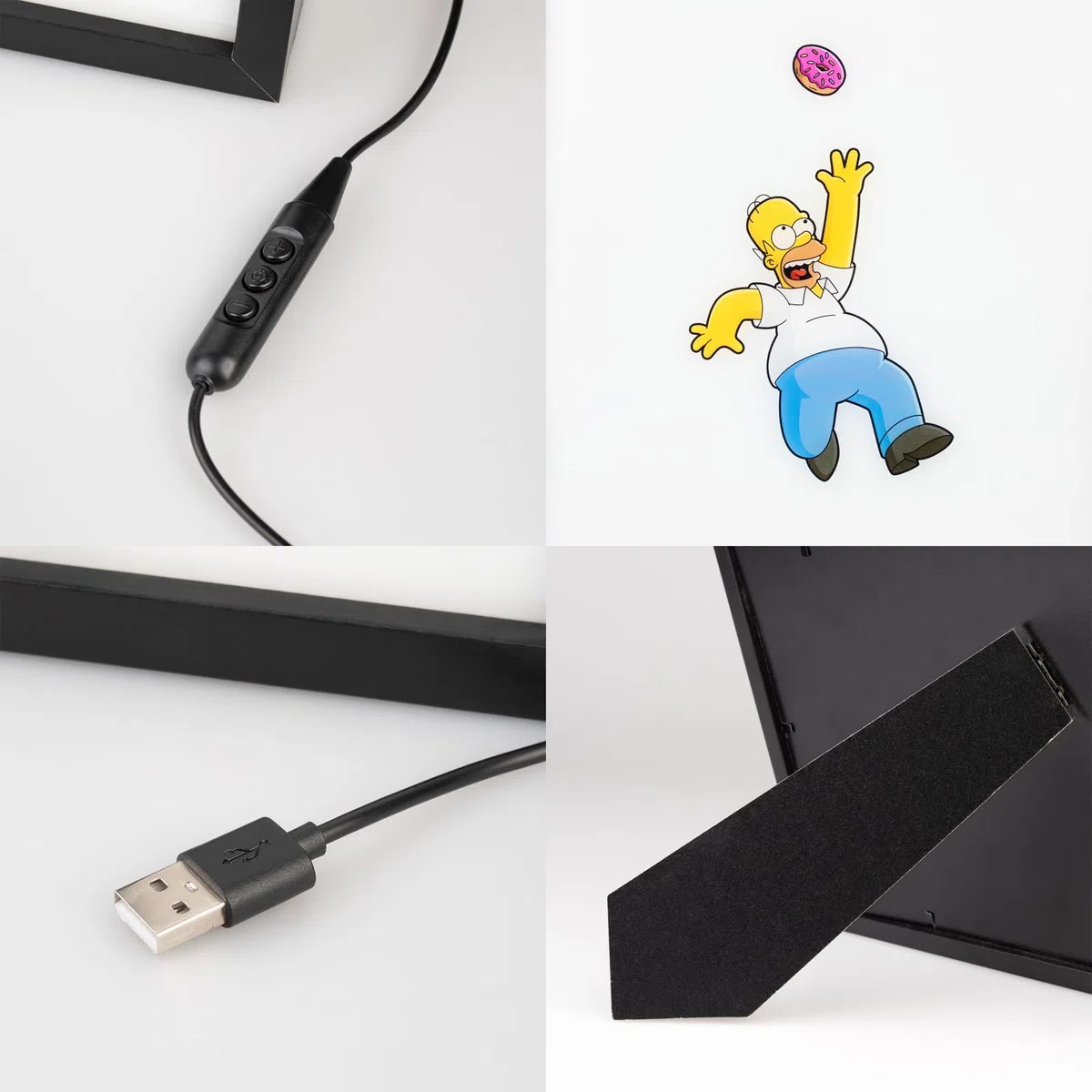 Grupo Erik Quadro Luminoso LED The Simpsons - Lampada da Tavolo Decorativa con Cornice per Gaming Room, Effetto Doppia Immagine e 15 Modalità di Luce | Cavo USB Incluso (20 x 28 x 5 cm)