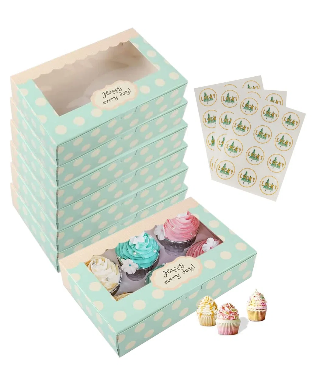 Lvcky - Set di confezioni regalo in carta per 12 pirottini, imballaggi per dolcetti, biscotti e pasticcini, lunghezza 20,3 cm
