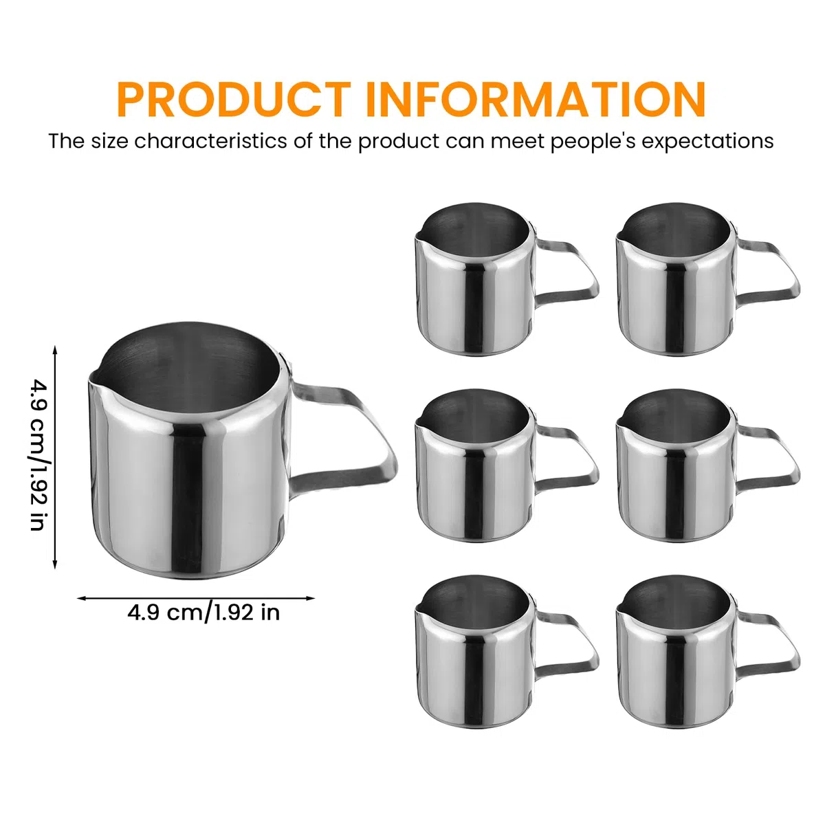 6 bricco per latte in acciaio inox: 30 ml, piccolo caraffa per latte in acciaio inox con manico, 1 oz bricco per la schiuma, cappuccino, latte, espresso