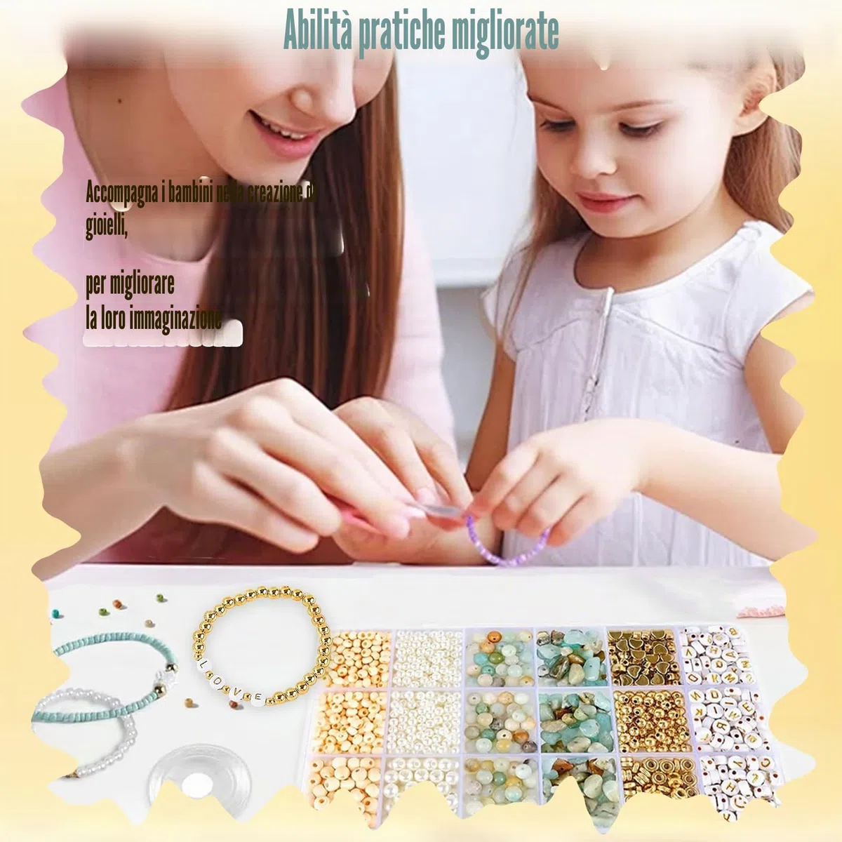 Perline Per Braccialetti, Perline di Semi con Perlines di Lettere, Kit Fai da Te Kit per la Creazione di Gioielli Pietre Preziose Naturali per Gioielli Braccialetti Collane Orecchini, Accessori