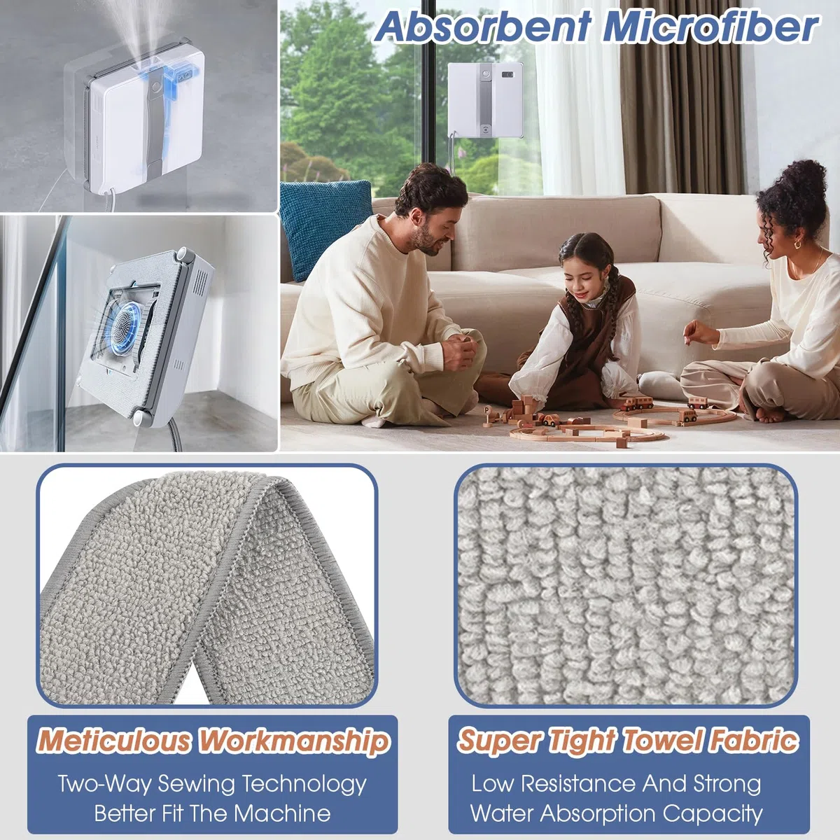 12 Pezzi per Ecovacs Winbot Mini Salviette di Ricambio Kit, Salviettini per Robot Pulizia per Ecovacs Winbot Mini, W-CC02-0012 Pulizia Ricambio Panni, per Pulizia Finestra, Riutilizzabile e Lavabile