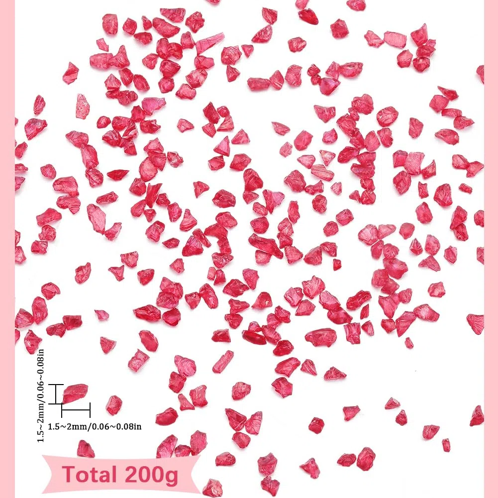 SUNNYCLUE 1 scatola 200g Vetro Frantumato Sfuso Frammenti di Vetro Rotto Piccoli Fiocchi Grossi Paillettes Pezzi di Specchio di Cristallo Rosso Irregolare per Unghie Artistiche Artigianato In Resina R