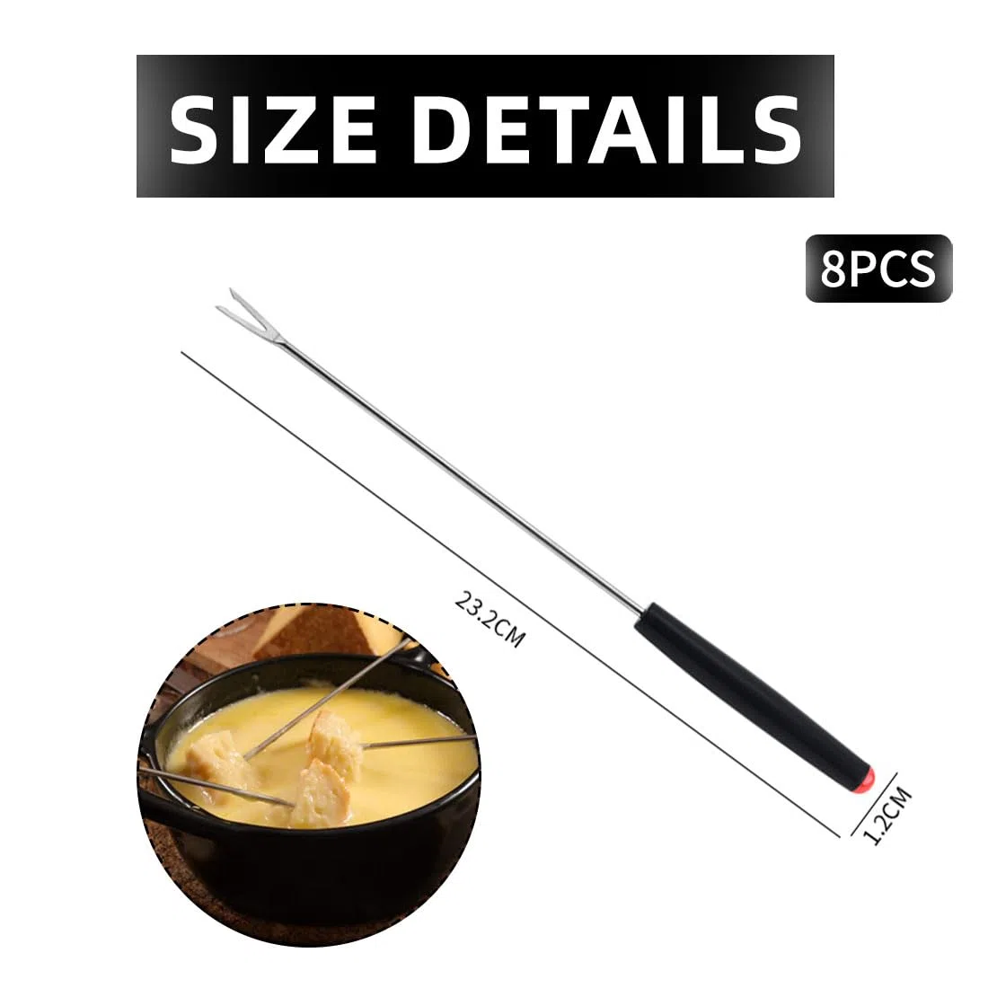8 pcs forchette per fonduta in acciaio inossidabile 430 - posate per fonduta con 8 colori - spiedini per fonduta con manico - lavabili in lavastoviglie - manico in plastica