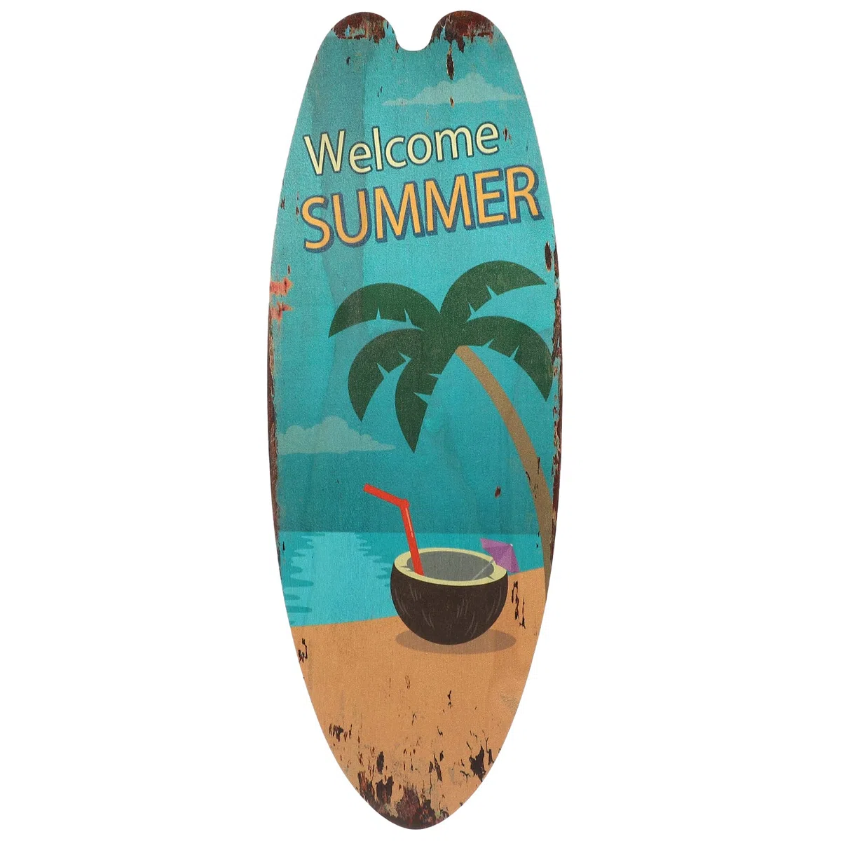 Awleynz Tavola da surf estiva decorativa, 45,5 cm, decorazione da parete in legno con tavole da surf, decorazione da parete per esterni, decorazioni per piscina per pareti sul mare, bar tropicali