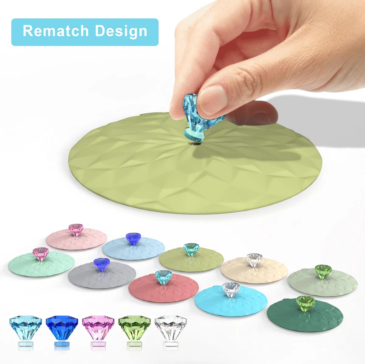 Coperchi in silicone per bevande - Coperchi ermetici e resistenti al calore per tazze, bicchieri da vino e tazzine - Mantengono le bevande fresche e antipolvere (5 Pcs-2)