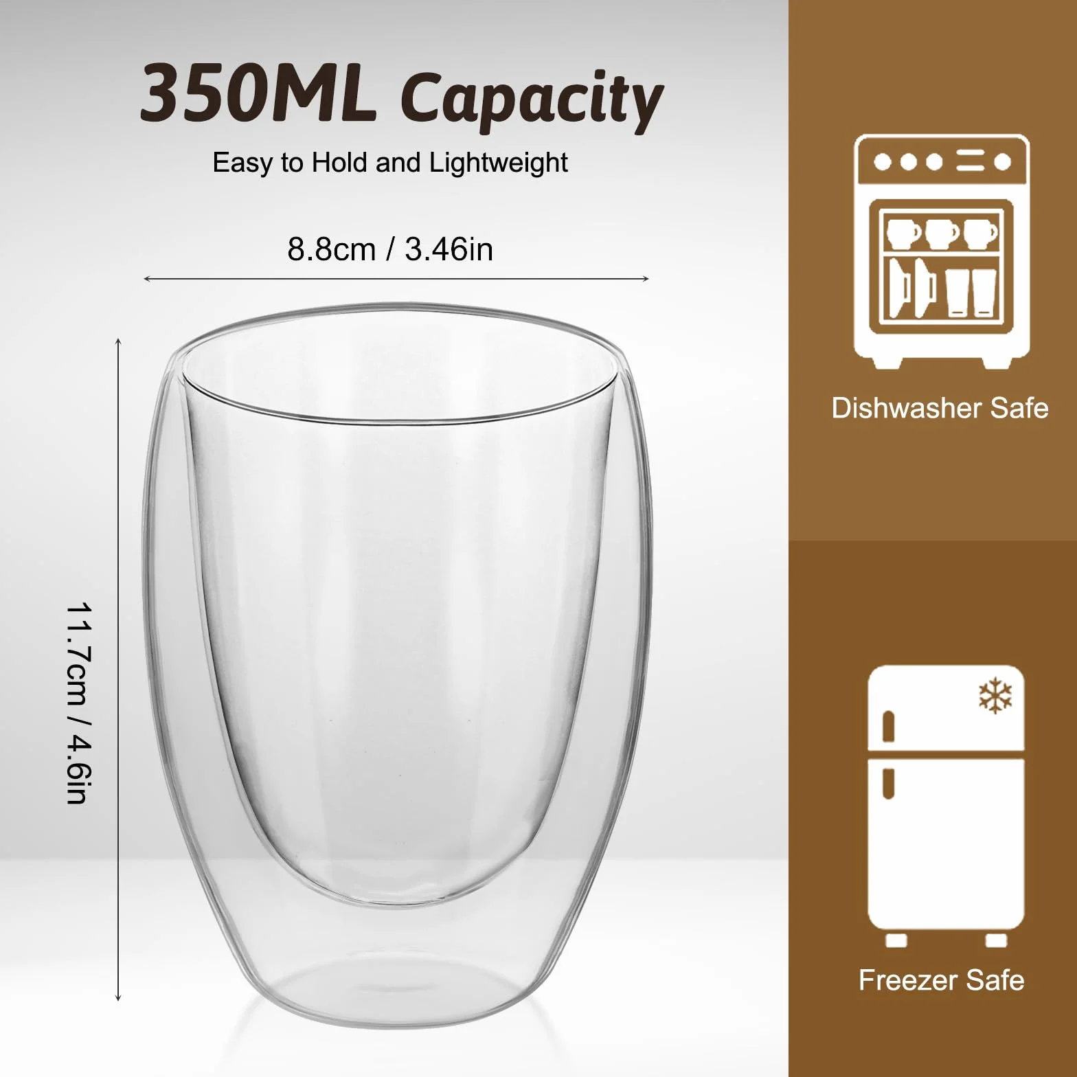 MumdoYAL Bicchieri per Latte Macchiato a doppia parete, eleganti e pratici (2 * 350ml)