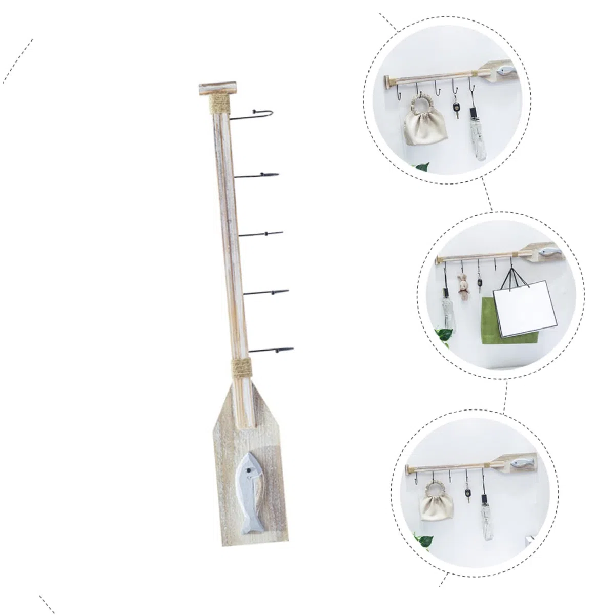 DOITOOL Gancio a Muro in Legno Stile Appendiabiti Per Parete Ganci Attaccapanni Da Muro Multiuso Per Bagno Cucina Soggiorno 31.3X4.5X1.4 Pollici