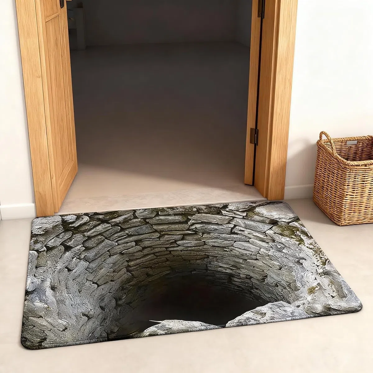 Generico Optical Illusion Rugs, 3D Hole Rug, Non-Slip Optical Illusion Mat for Living Room/Entrance/Playroom (H,15.75 * 23.62in)