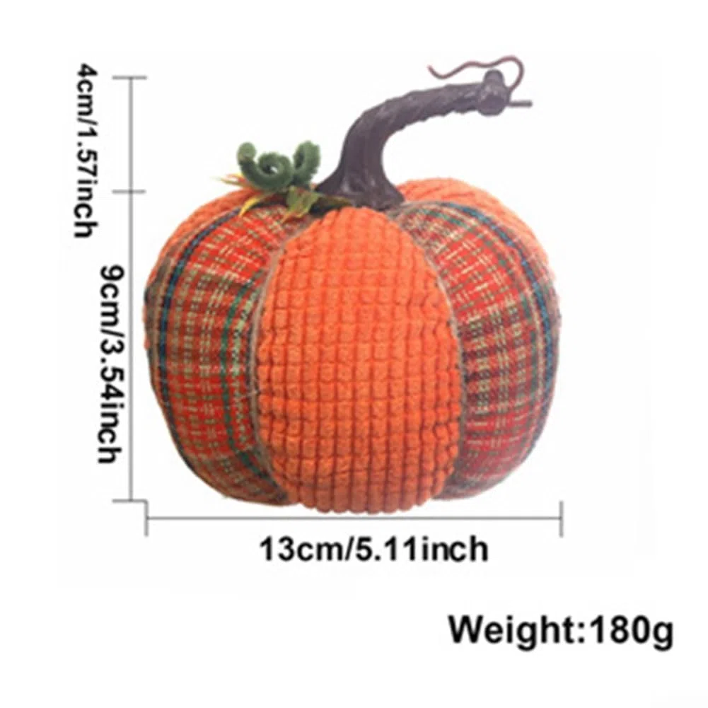 Zucche autunnali a quadri, decorazione da tavolo in tessuto di zucca artificiale, zucca rustica per decorazioni autunnali per la casa e le vacanze a tema autunnale (arancioneB)
