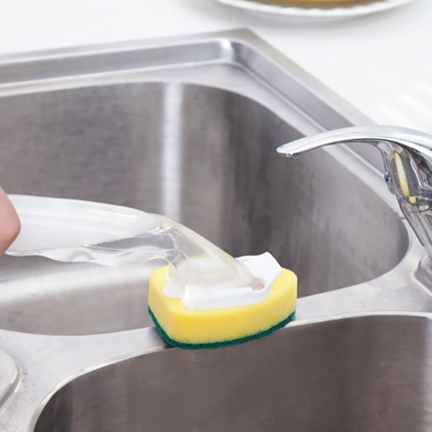 1 Spazzola Per Tazza A Manico Lungo Con 12 Testine In Spugna, 2 Ganci Trasparenti, Spazzola In Spugna Per La Pulizia Della Cucina, Strumento Per La Pulizia Della Spugna