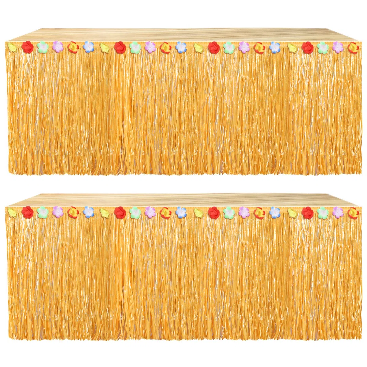 Gonne da tavola Hawaii Luau Lotto di 2 gonne da tavola hawaiane naturali 2,7 x 75,1 cm per decorazioni di feste hawaiane tropicali, giallo paglia