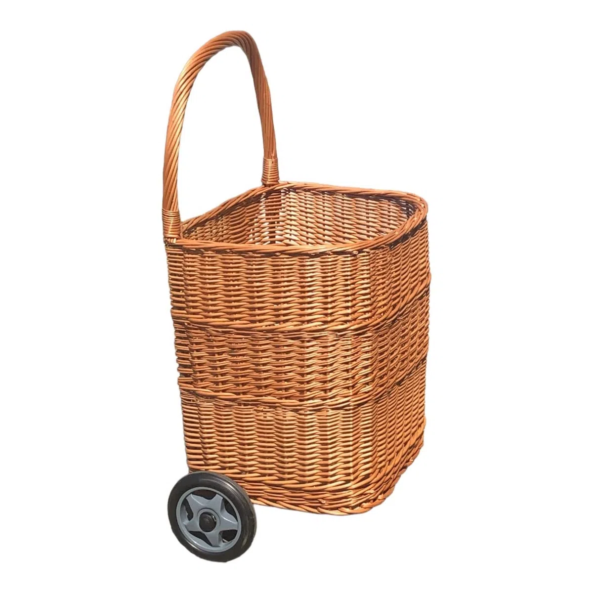Carrello per la spesa – Cestino per il trasporto in vimini con ruote per la spesa o per legno – Carrello leggero – Cestino in legno in vimini