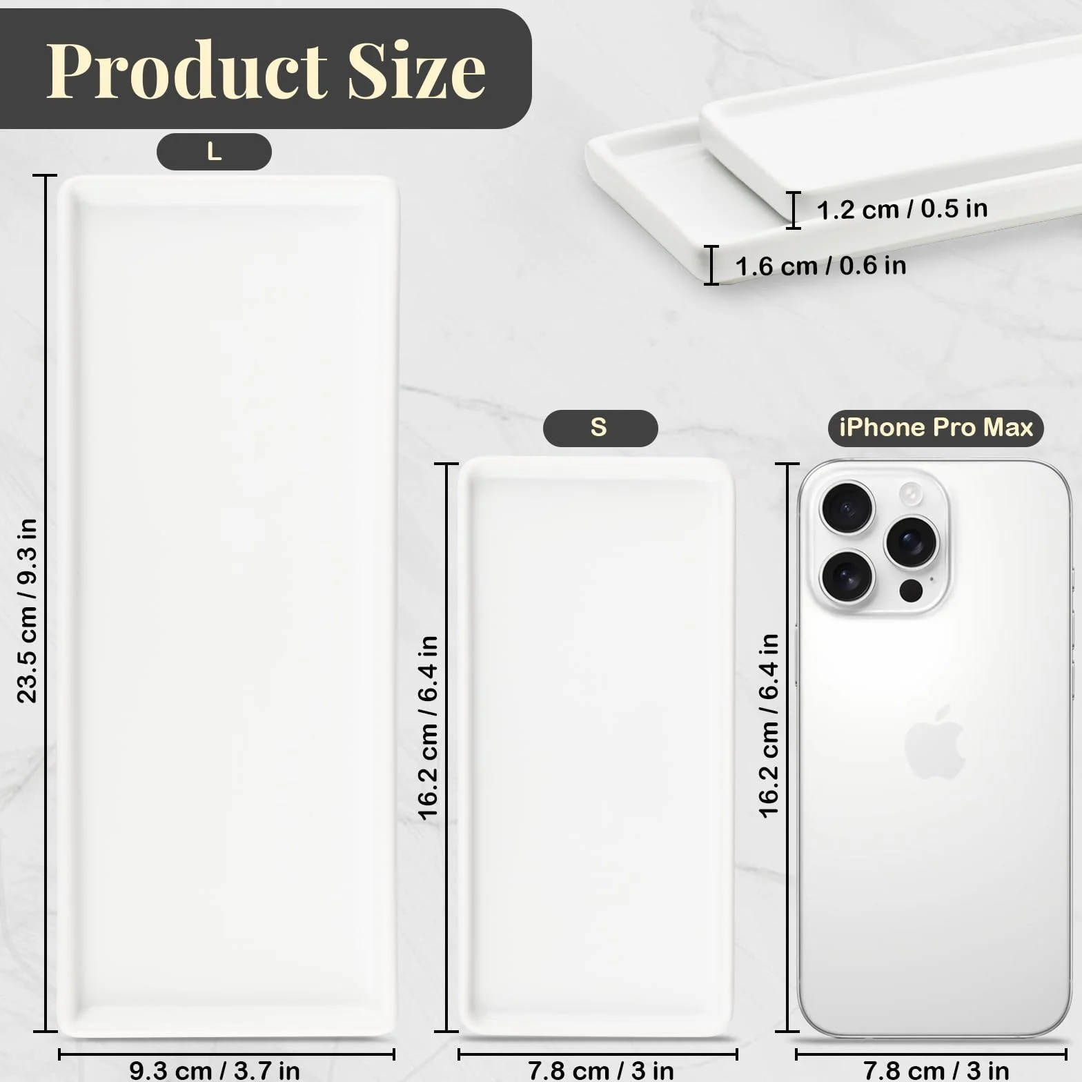 Vassoio Bagno Portaoggetti in Ceramica, Organizer per Vassoio Bianco Rettangolare, Decorativo Svuotatasche Moderno per Profumi, Sapone, Candele, Cucina (L)