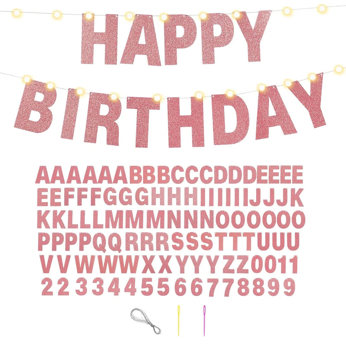 107 striscioni numeriche con lettere personalizzate, per compleanno, Natale, carnevale, feste (oro rosa)