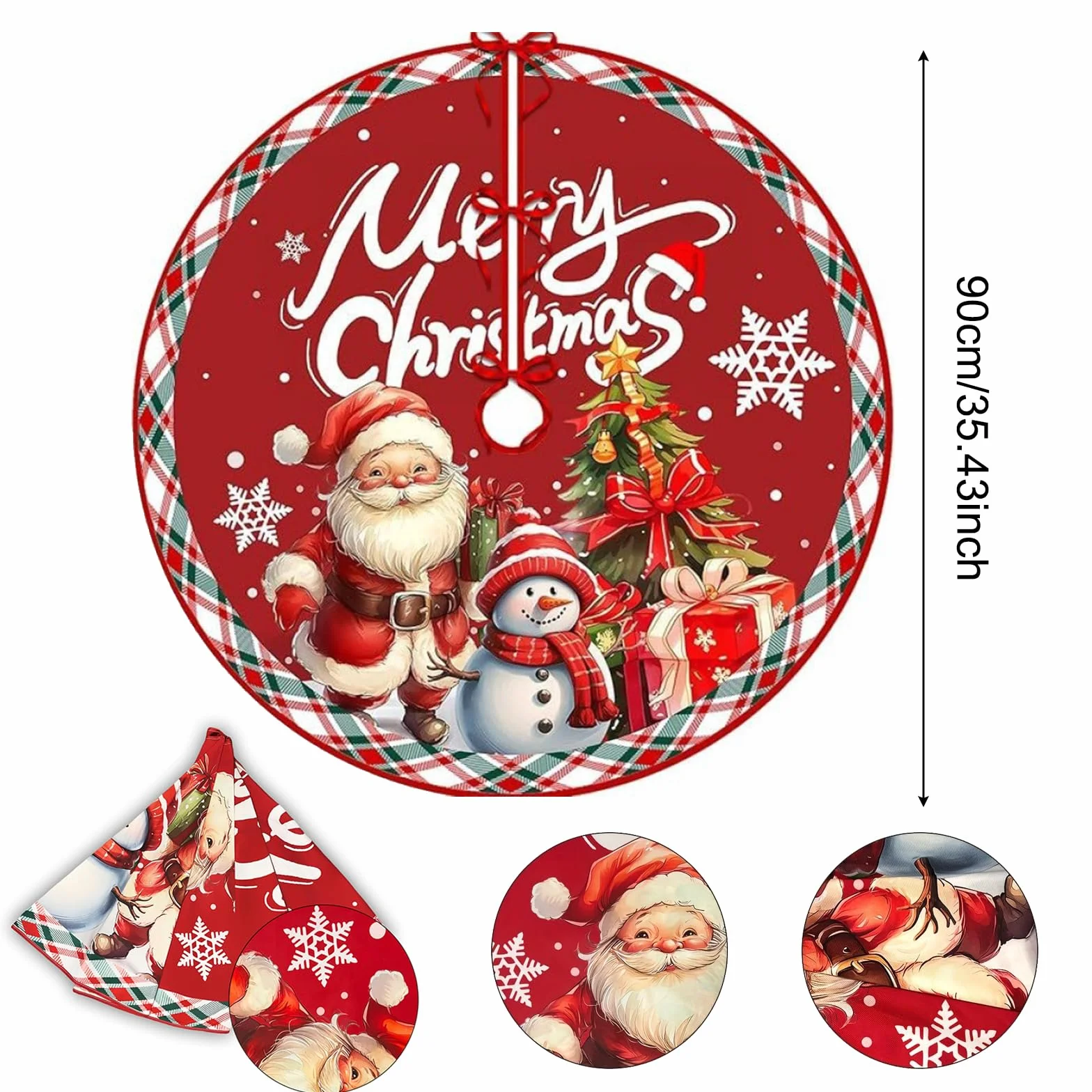 90cm Grande Gonna Albero di Natale, Tappetino per albero di Natale Pupazzo di Neve, Copertura per Albero diNatale, Rotonda Tappetino per Copertura Base Babbo Nataleper Decorazioni Natalizie