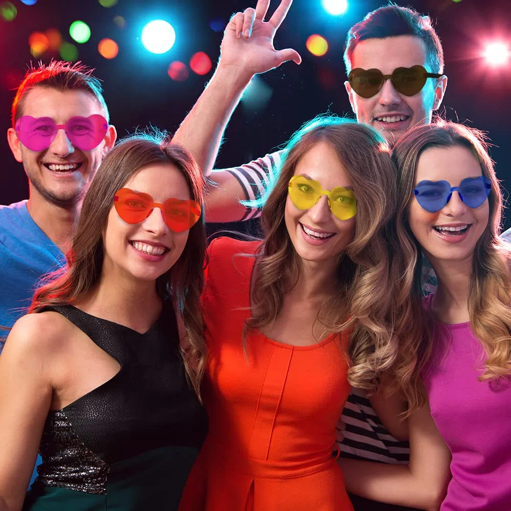 flintronic Occhiali da Sole e Cuore, 10 Paia Occhiali da Festa, Hippy Occhiali a Forma di Cuore, Occhiali Divertenti Trasparenti Colorate Per Feste Compleanno Carnevale Novità per Adulti/Bambino