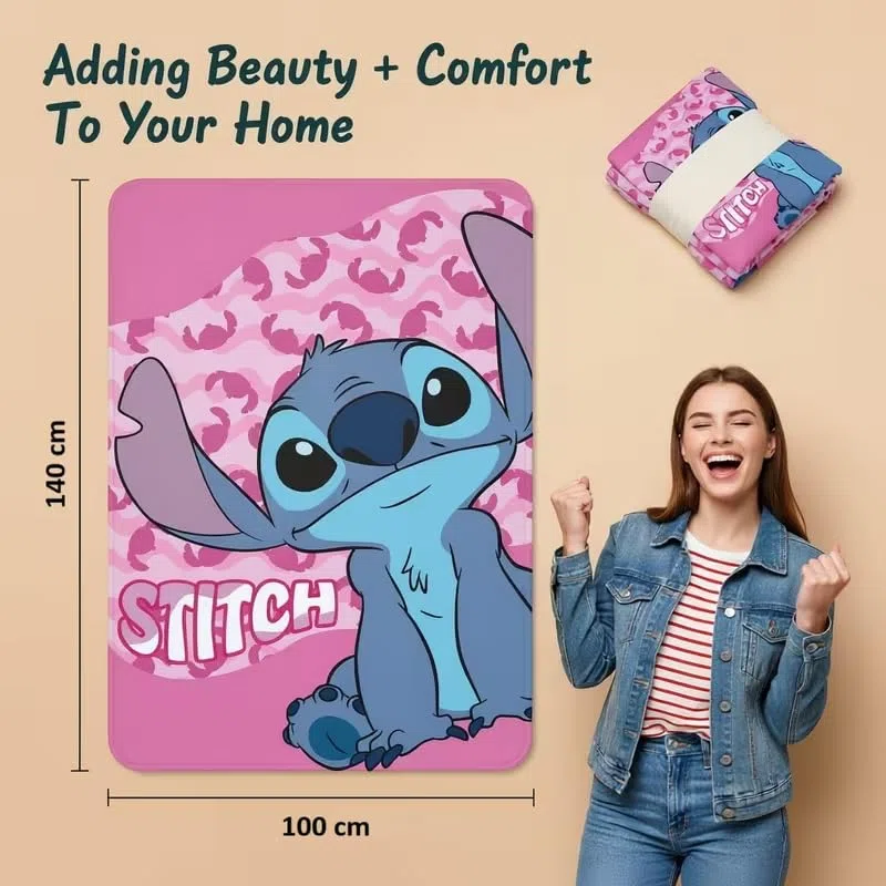 ILS I LOVE SHOPPING Coperta Plaid Morbida e Calda 100x140cm per Bambini Pile con stampa (LILO & STITCH)